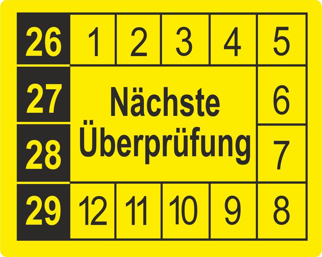 Prüfplaketten ab 2026 - mehrjährig: 12 x 15 mm - 250 Stück - aus hochwertiger Haftfolie - Staffelpreise für Businesskunden ab 3, 6, 11 VE