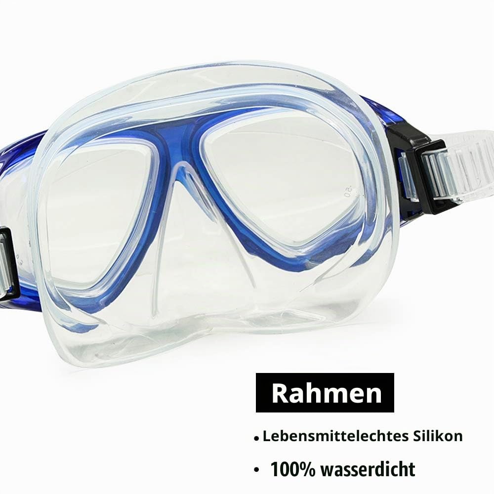 Optisches Diving Gear Set für Kurzsichtigkeit Schnorchel, unterschiedliche Stärke für jedes Auge, Tauchmaske, Top Dry Kurzsichtigkeit
