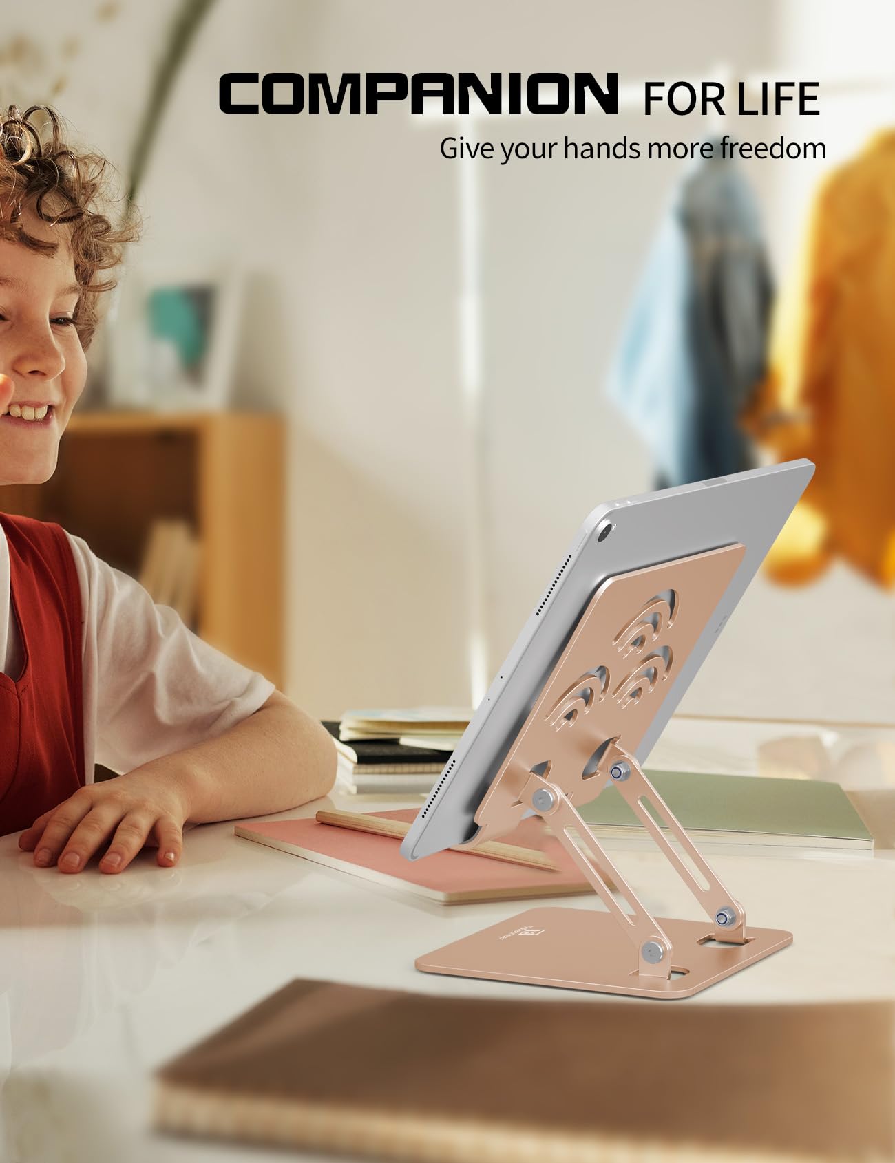 Soporte para tableta, soporte ajustable para tableta para escritorio, aluminio premium, soporte portátil para iPad, Kindle, Switch y smartphones, se adapta a dispositivos de 4 a 12 pulgadas