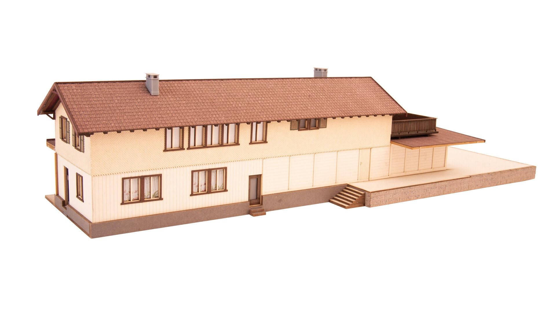 NOCH Bahnhof „Bergün“, historisches Modellbau-Set, für Spur H0 mit Lasercut-Technik