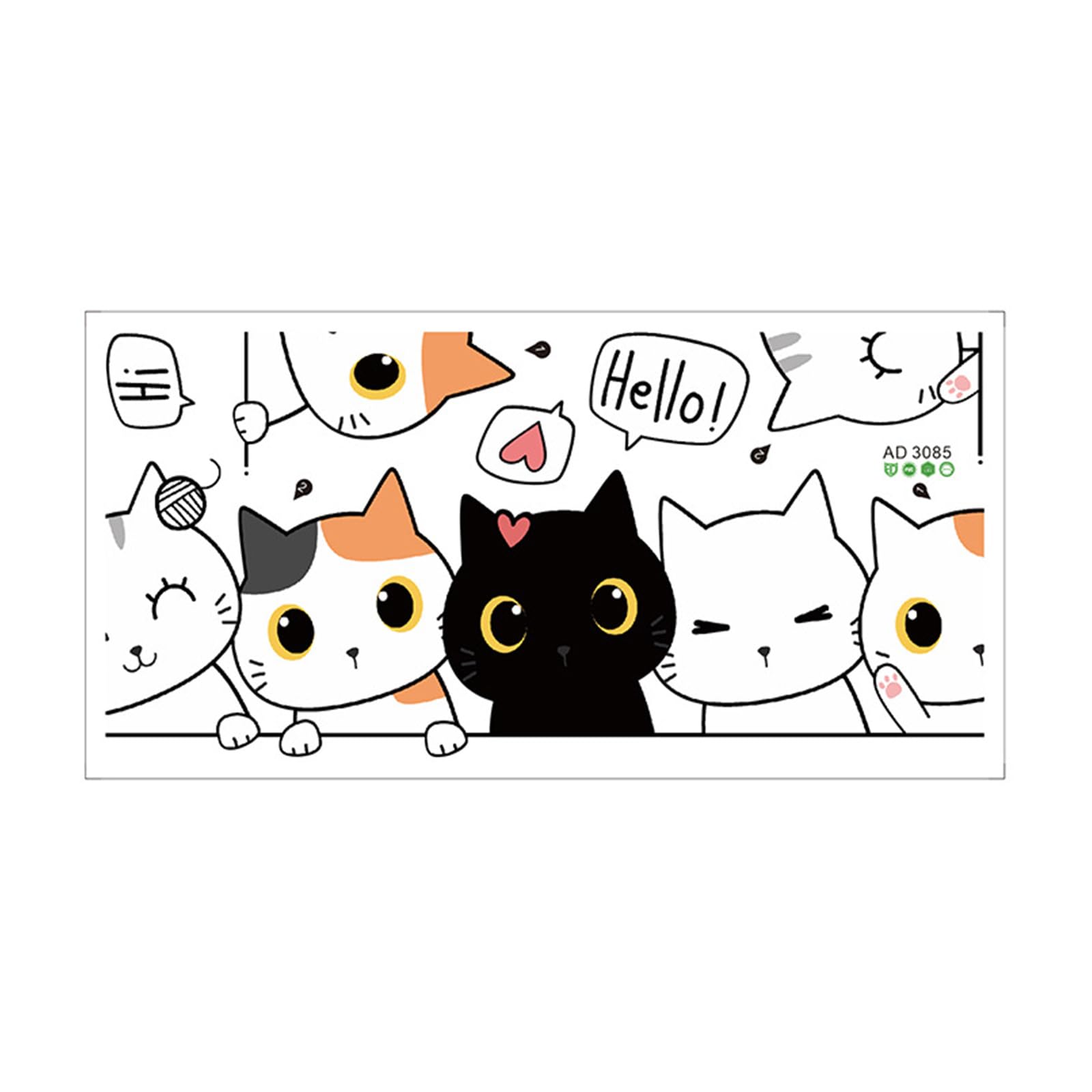 Cartoon Stacked Cats Pattern Peeling and Stick Door Decal for Children Bedroom PVC Wall Sticker Home Decoration Wall Decal for Children