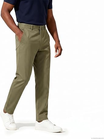 Mens Chino Pants Expandable Waist Classic Fit Cotton Casual Wear