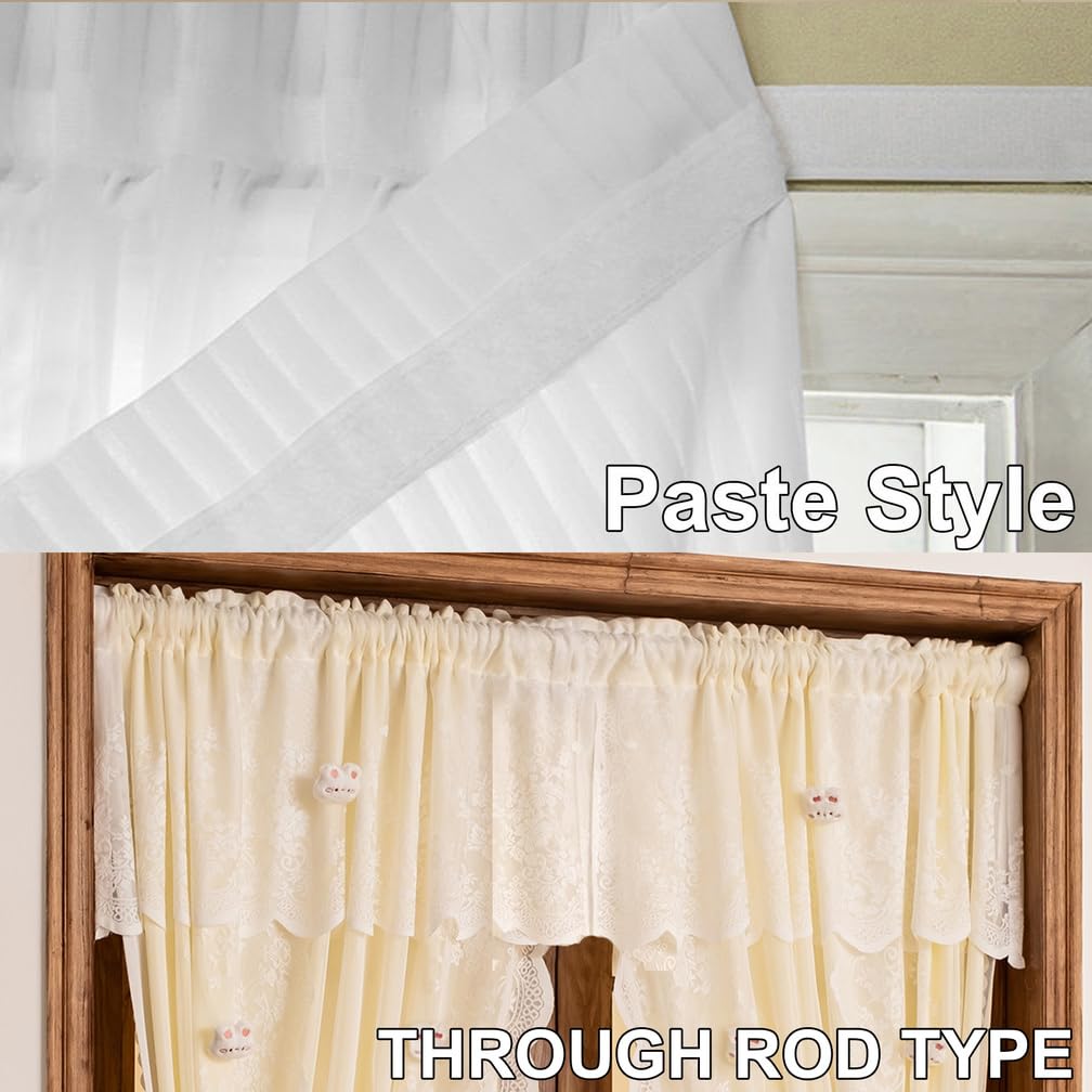 Voilages À Double Couche Beige avec Dessus en Dentelle,Léger Panneaux De Rideaux La Lumière pour La Intimité Lavés pour Chambre Salon Café Ferme,Paste,79" W x 106" L
