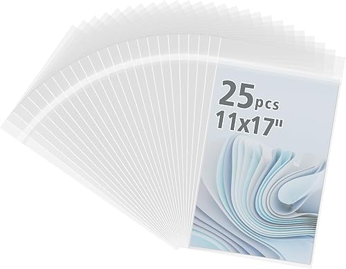 Frametory, Bolsas de plástico transparente sin ácidos de 11 37 pulgadas x 17 12 pulgadas, fundas de fotos de cristal autosellables para impresiones