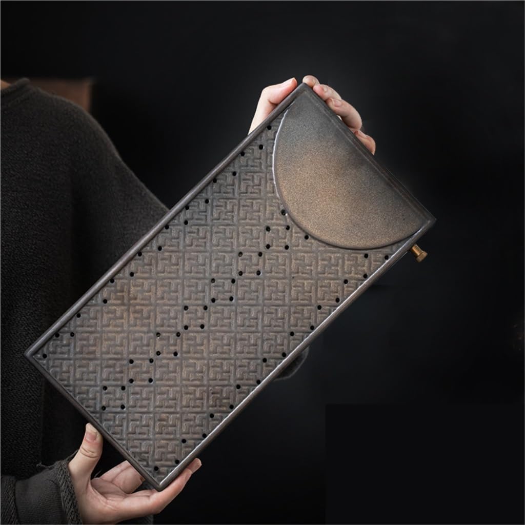 Bandeja de té Kong Fu, Bandeja de té de cerámica Seca, Bandeja de Drenaje para el hogar, Bandeja de té Rectangular Retro para Almacenamiento de Agua