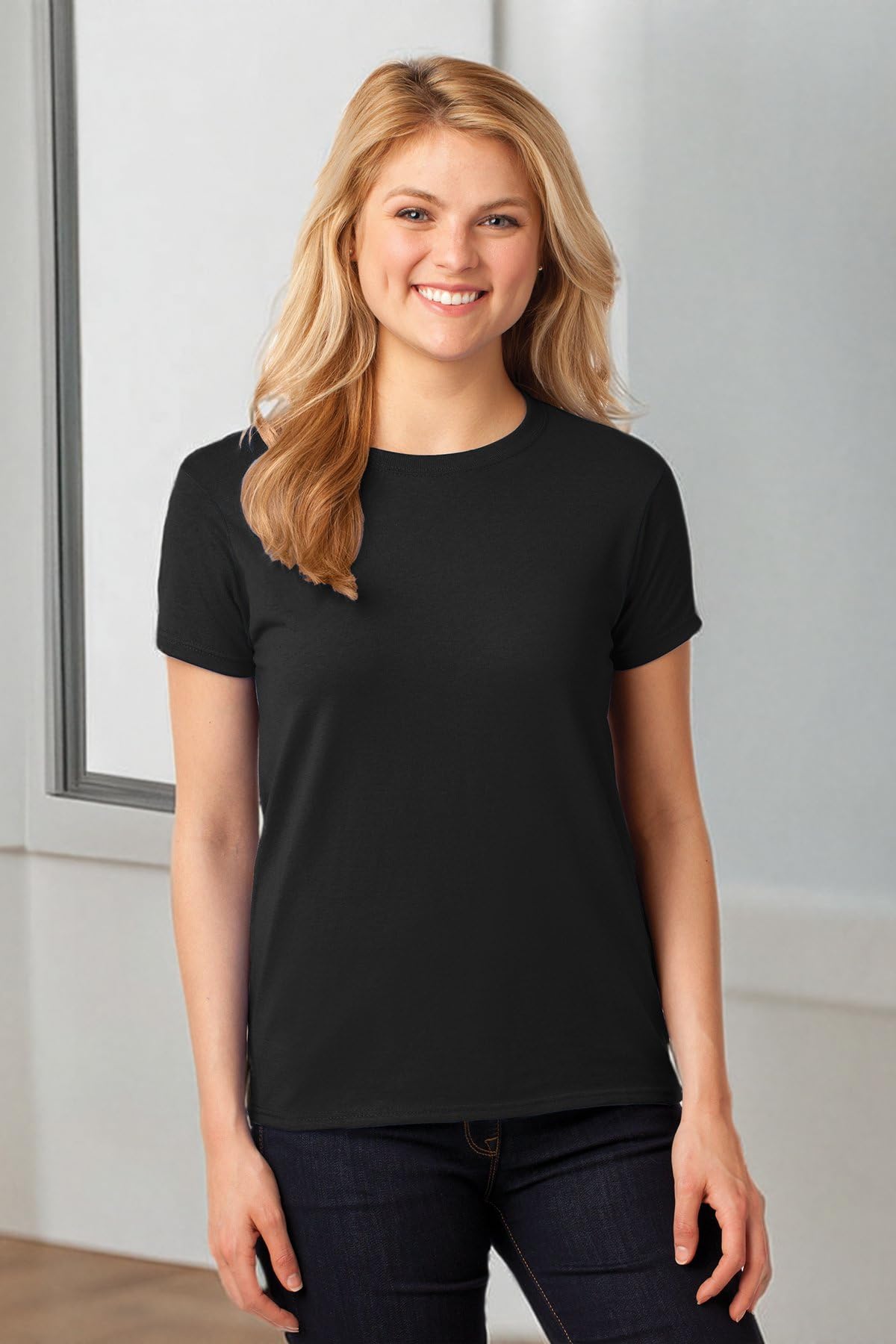 Gildan Camiseta de algodón pesado para mujer, estilo G5000L, paquete de 2, (Negro/Blanco), XX-Large