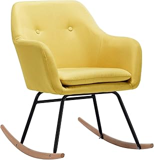 pedkit Silla Mecedora Silla de Relax Sillón de Relax de Tela Amarillo Mostaza 60 x 71 x 79 cm