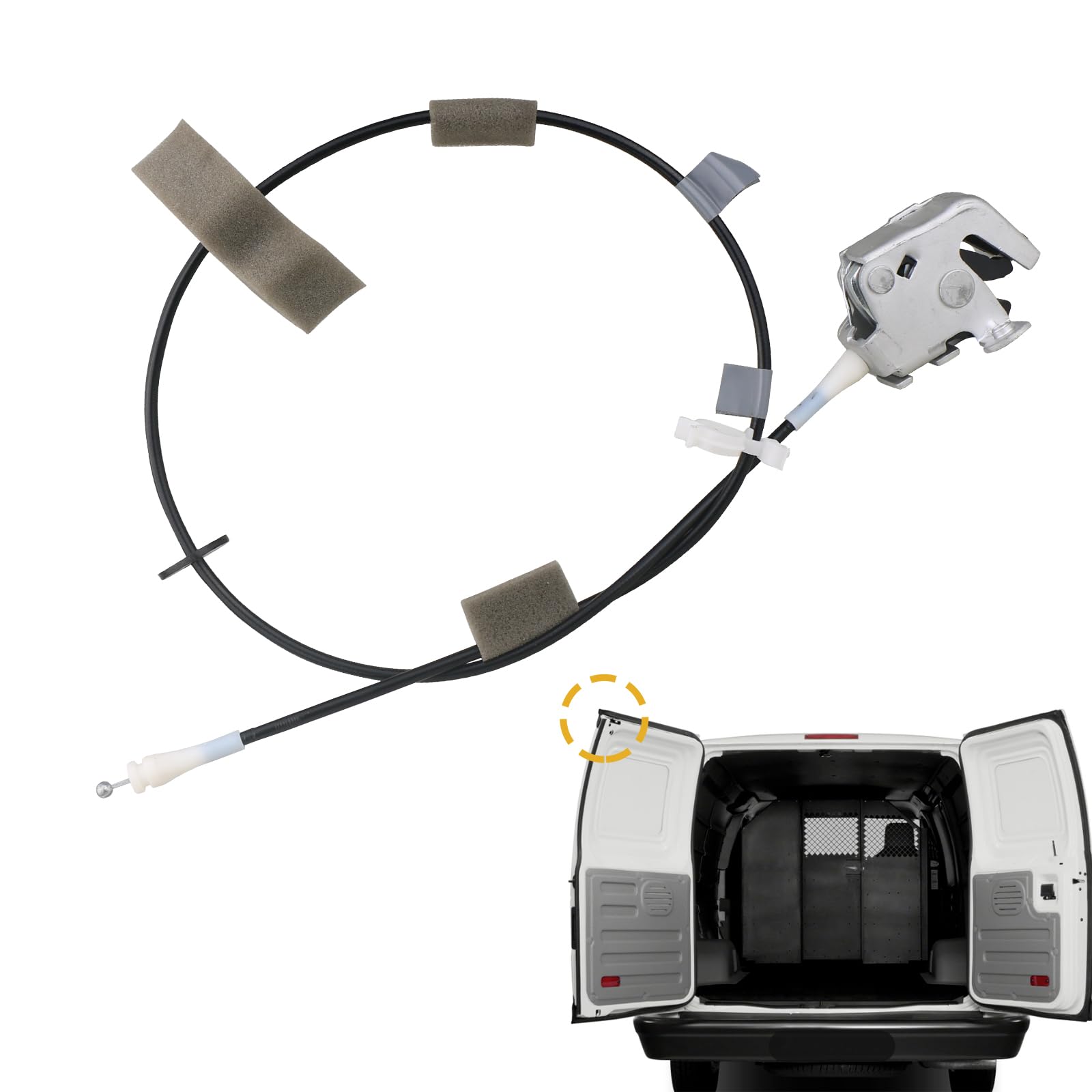 TQPONLY Tailgate Door Upper Latch w/Cable Compatible with 1992-2009 Ford E150 E250 E350 Van Replaces 6C2Z-1543286-AA Cargo Driver Side