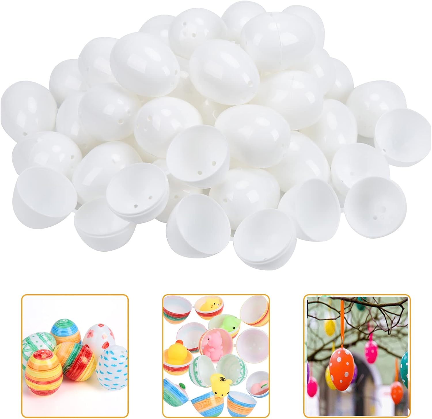 50 Pcs Easter Eggs White Blank Plastic Eggs, Paintable DIY… 50 Pcs Easter Eggs White Blank Plastic Eggs, Paintable DIY…