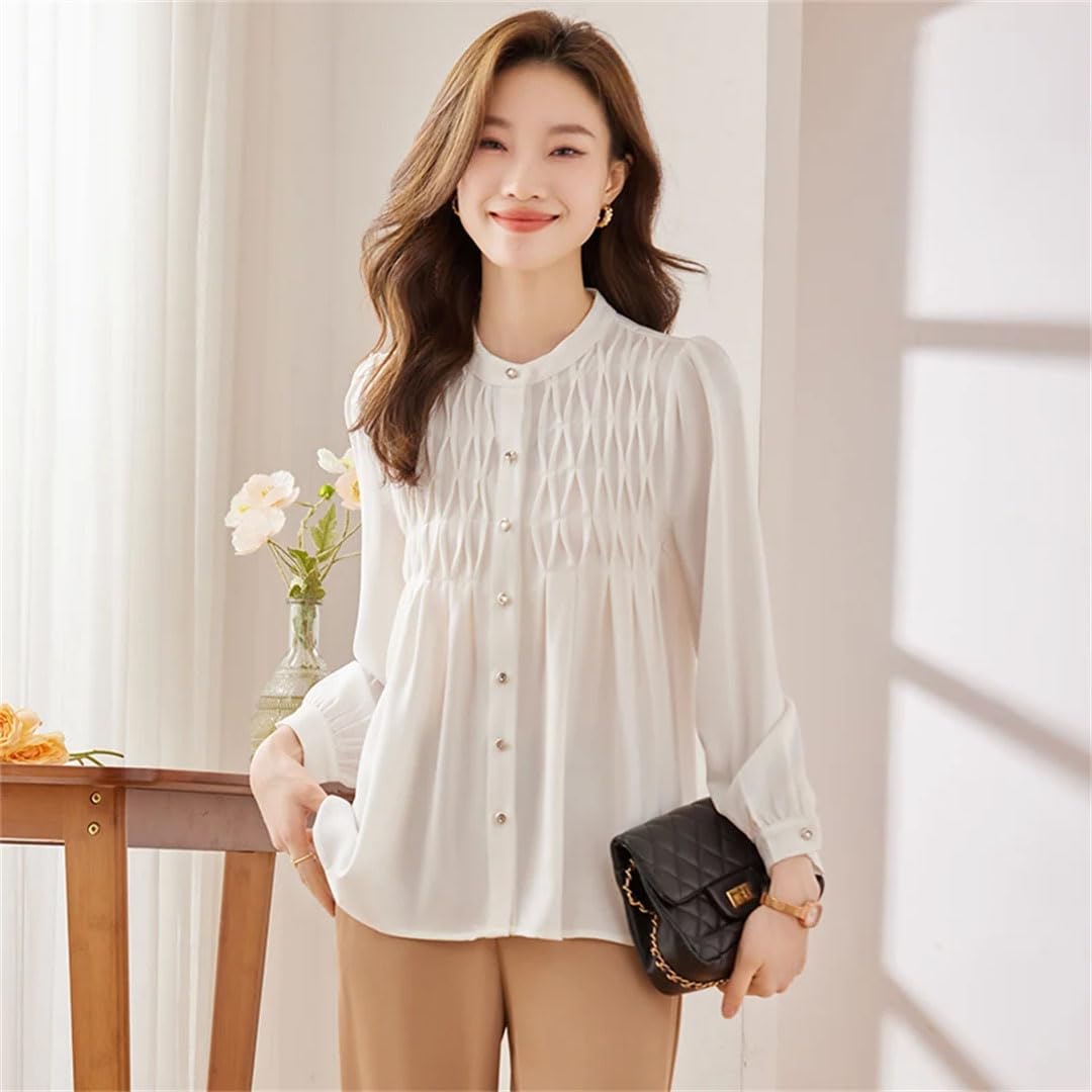 Blusa de manga larga para mujer, elegante, formal, para oficina, trabajo