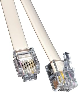 kenable RJ12 6P6C to RJ12 6P6C Cable Plug to Plug RJ11 with 6 wire White 10m [10 metres]