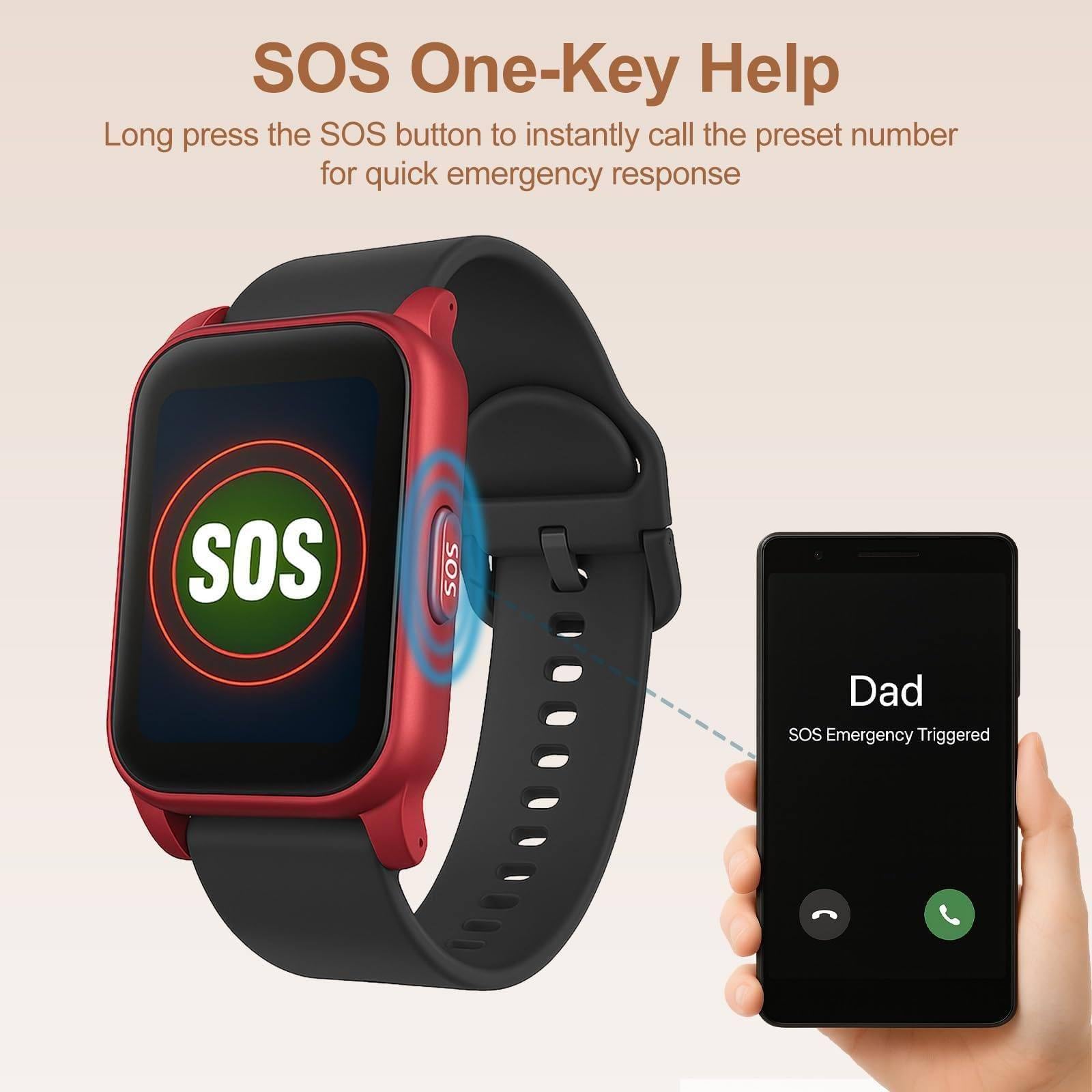Orologio GPS anti-caduta con pulsante SOS, monitoraggio della salute, funzione telefono HD, risposta automatica, design impermeabile
