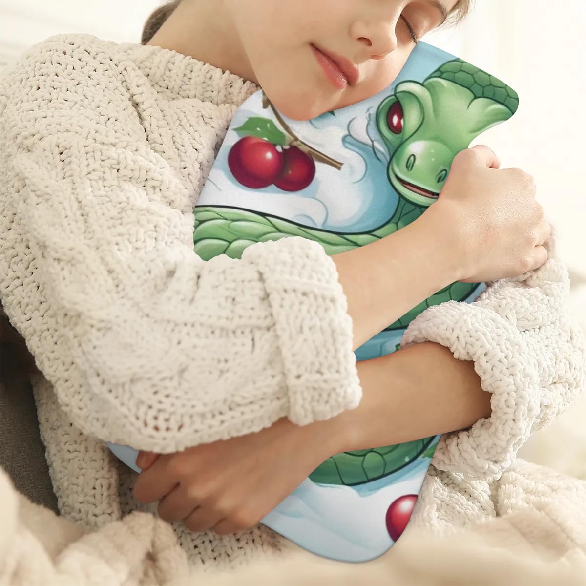 Hot Water Bottle with Soft Cover,2L Watercolor Christmas Snake Hot Water Bag for Hot and Cold Compress, Hand Feet Warmer, Rubber Hot or Cold Water Bottle Halloween Christmas Decorations