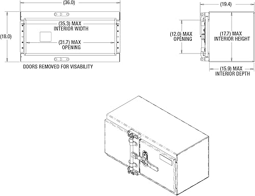 Miniatura 7 de Buyers Products 1762600, caja de aluminio para camión de 18 x 18 x 36 pulgadas con puertas dobles de granero