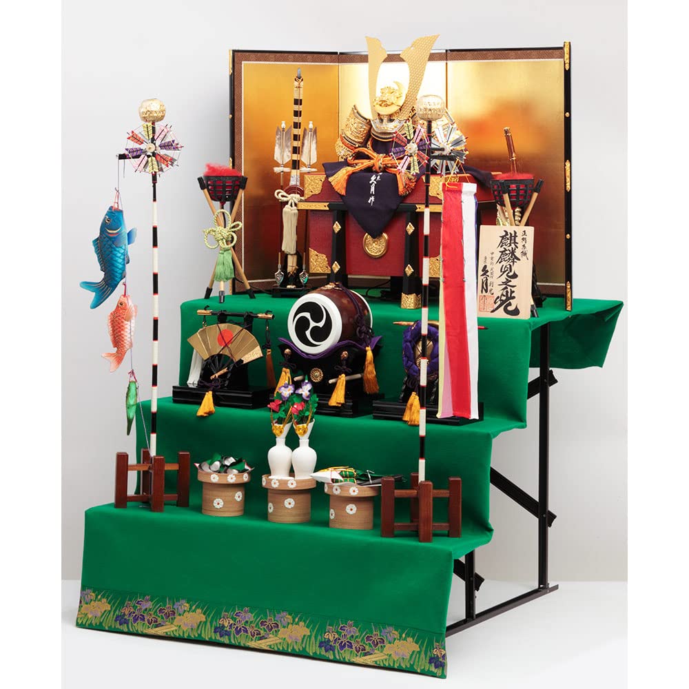 Amazon | 久月official 五月人形 毛氈三段 麒麟児之兜飾り 3GR-K32-Z