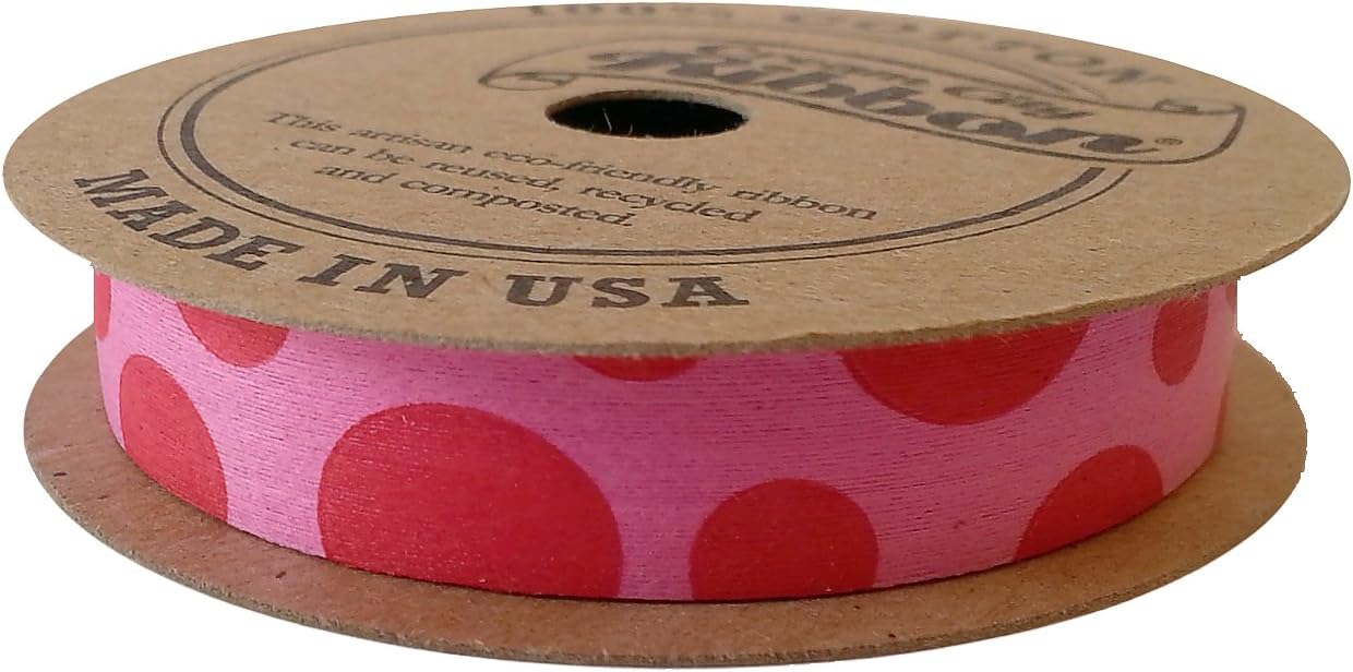 Cream City Ribbon Bubblegum with Red Hot Dots Cotton Curling/Craft, Ribbon, 1/2" x 10 yd (30')