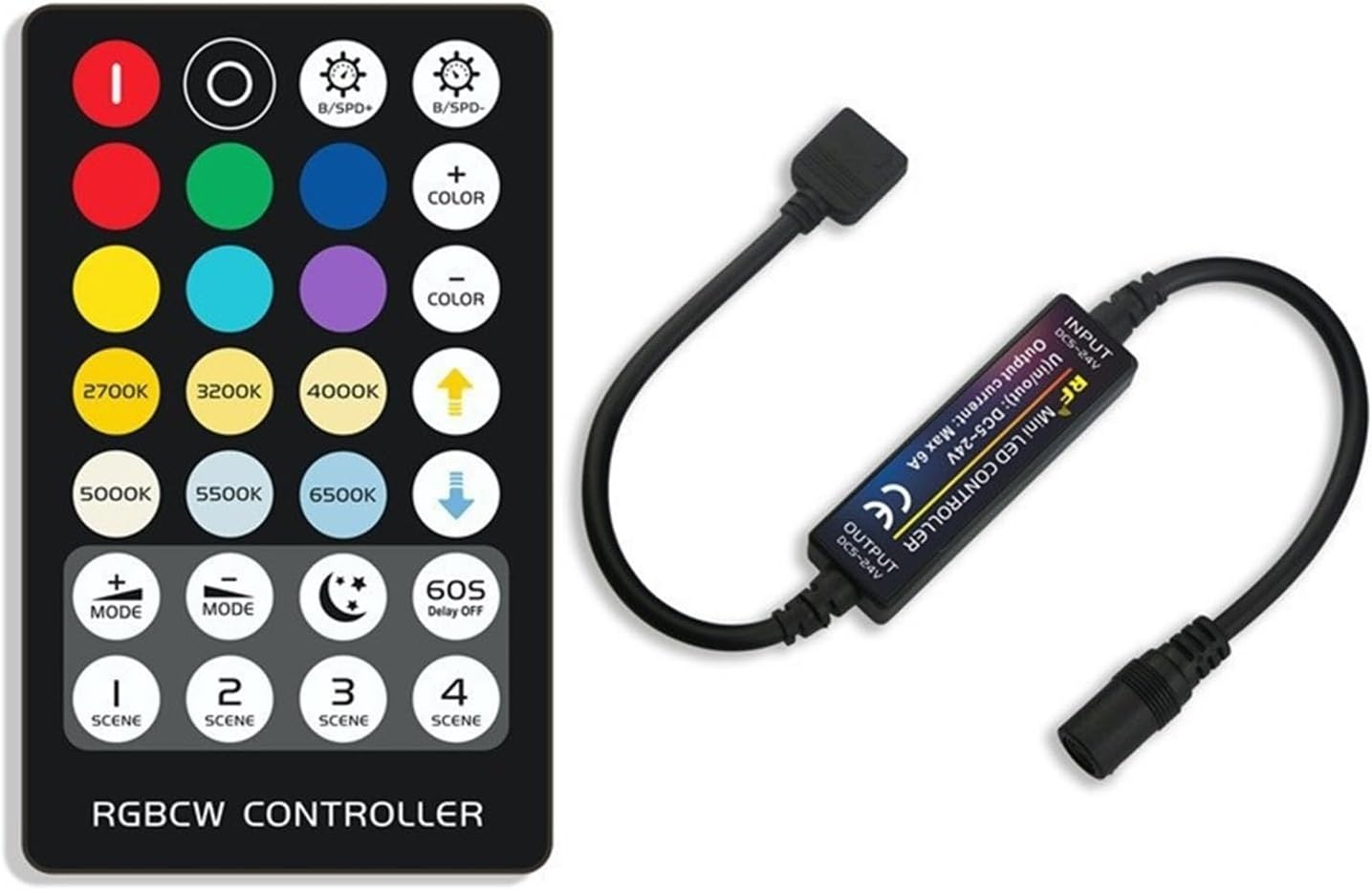 Led Light Strip 5-24V mini Controller RGB Light Strip RGB+CCT Colorful Single Color dimmer(17 Key Dual Tone Light)
