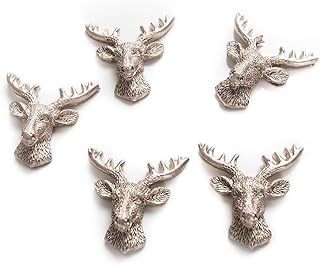 Logbuch-Verlag 5 Hirsch Kopf Streuteile mit Klebepunkt silber 4 cm - Hirschkopf mit Geweih als Streudeko Tischdeko Geschen...