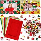 232 Pcs Christmas DIY Picture Frames Craft Kit for Kids 32 Set Felt Photo Frames with Snowflake Christmas Crafts to Decorate with 200 Foam Stickers for Party Favor Home Classroom (Snowflake)