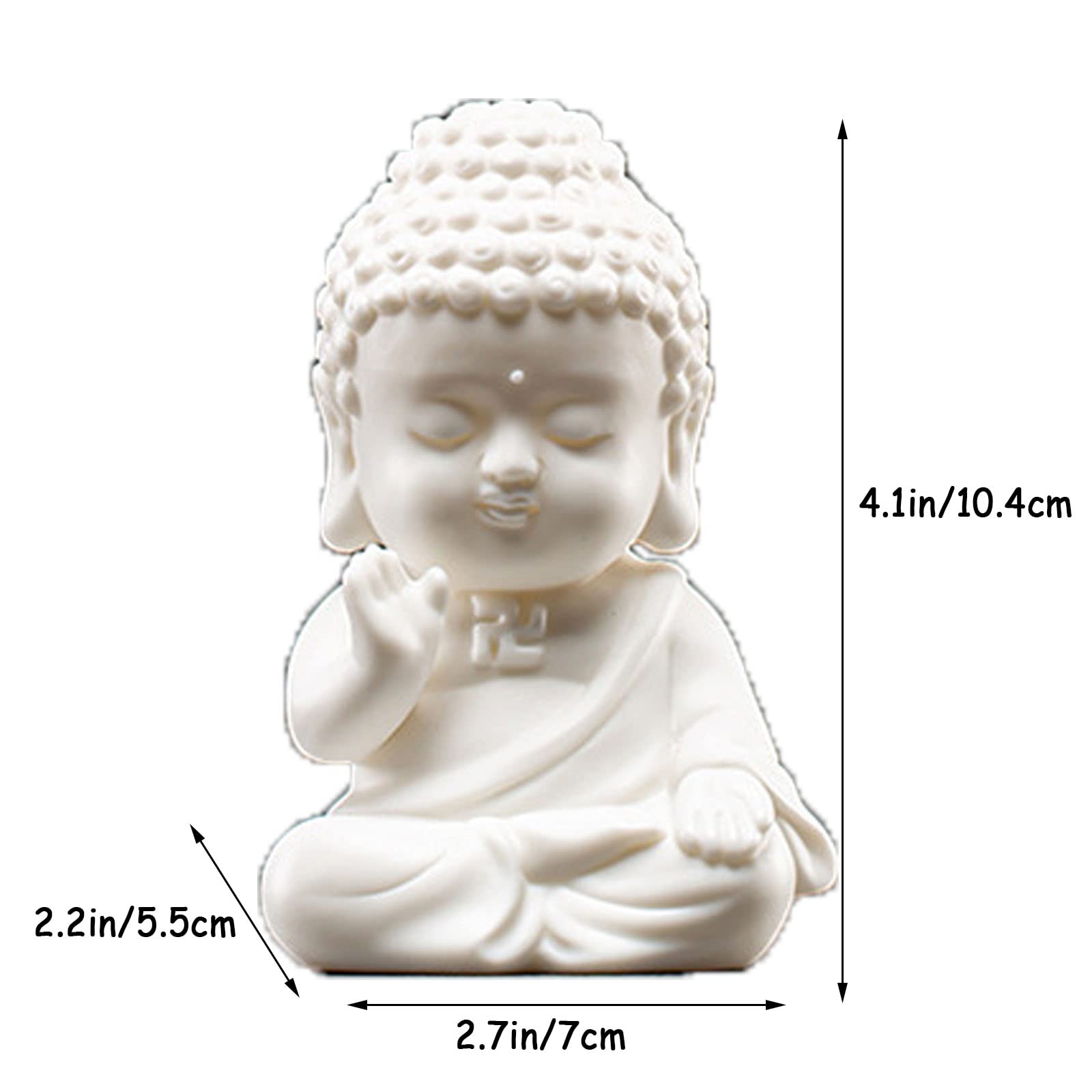 Estatua blanca de Buda pequeño – Bonita escultura zen de cerámica Tathagata para decoración del hogar, decoración de mesa, regalo rico de la suerte, manualidades significativas, figura de meditación