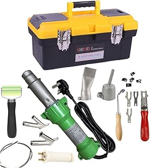 Seababyhouse 1600W LED Light Plastic Hot Air Welding Gun Complete Tool Set Handheld Torch Welder Pistol with Flooring Butterfly Repair Welding Kit Carry Case