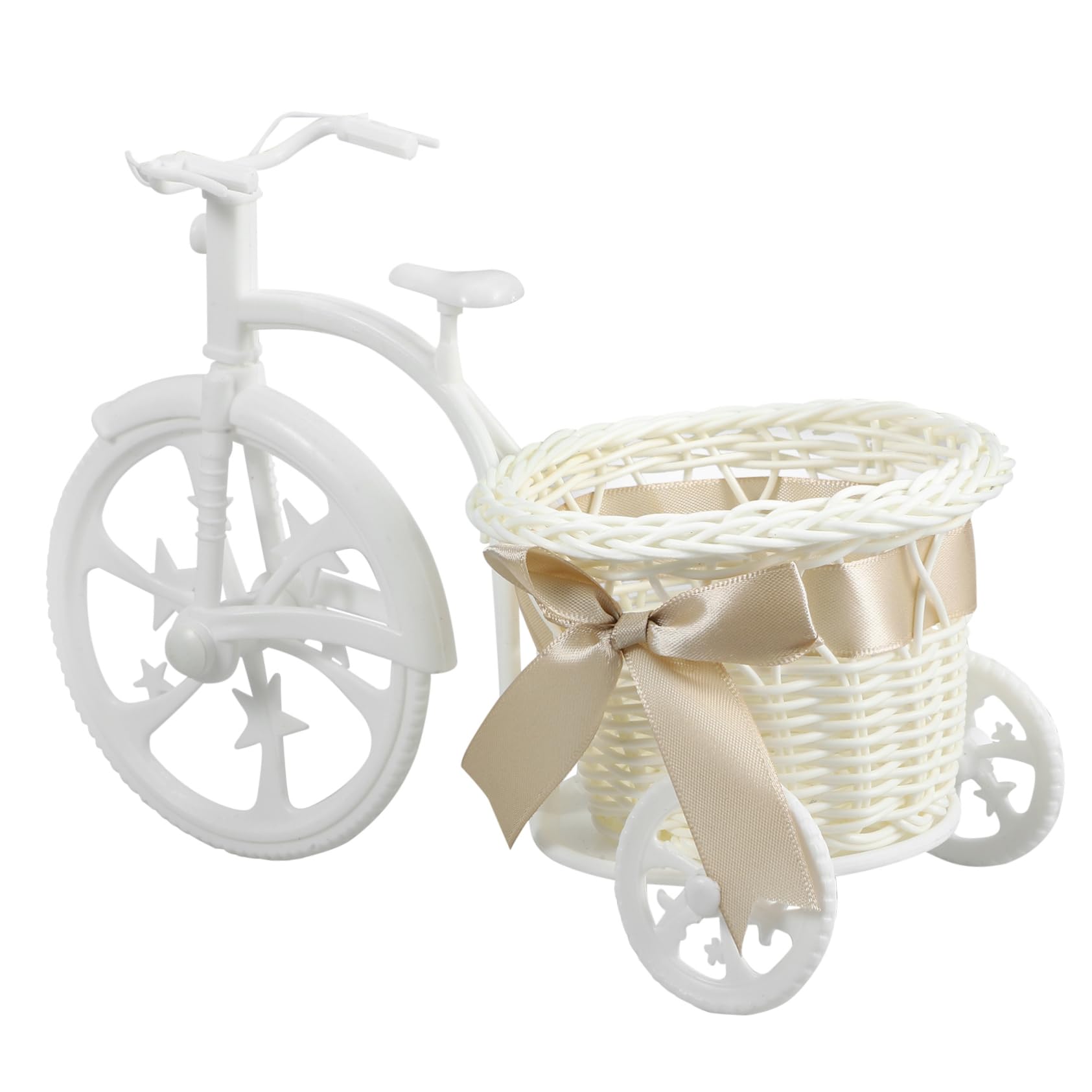 STOBAZA Tricycle Flower Basket for Tabletop Decoration Woven Candy Storage Holder for Shower and Party Favors Material One Design