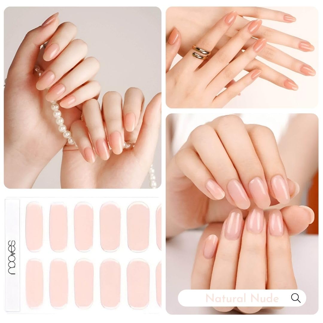 Starter Kit Beauty Nude|2 Precyzowane żelowe folie do paznokci Premium|Lampa do paznokci UV/LED|Żel Top Coat Glossy|Półtrwałe żelowe paski do paznokci|Naklejki Paznokci Półtrwały w żelu|Naklejki