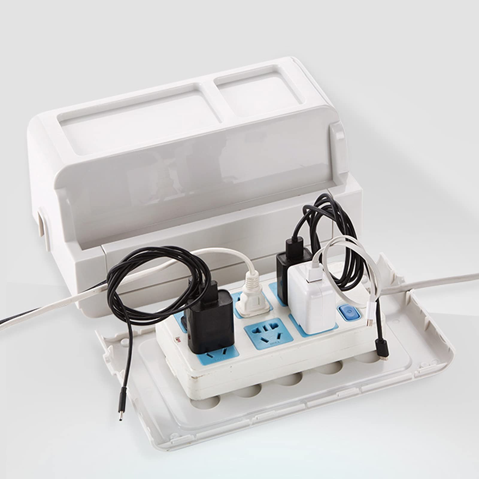 Caja de gestión de Cables de Madera - Ocultar cabl Caja de gestión de Cables Multifuncional, Caja de Almacenamiento de regleta de enchufes, Caja de Almacenamiento de enchufes de Cables domésticos con