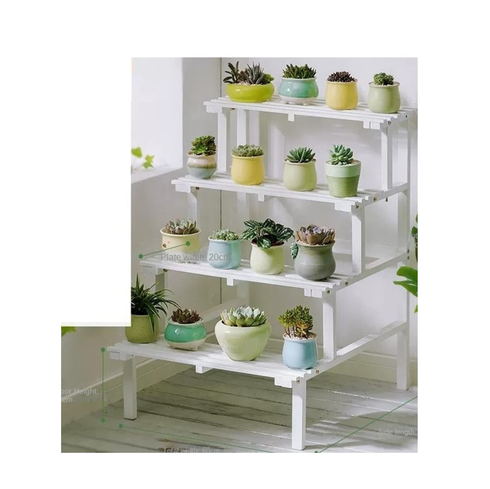 MHbdfsxz Plant Shelf For Multiple Plants Solid Wood Plant Stand Succulent Flower Pot Holder Home Patio Garden Lawn Flower Stand For Patio(White,80*60*72cm)