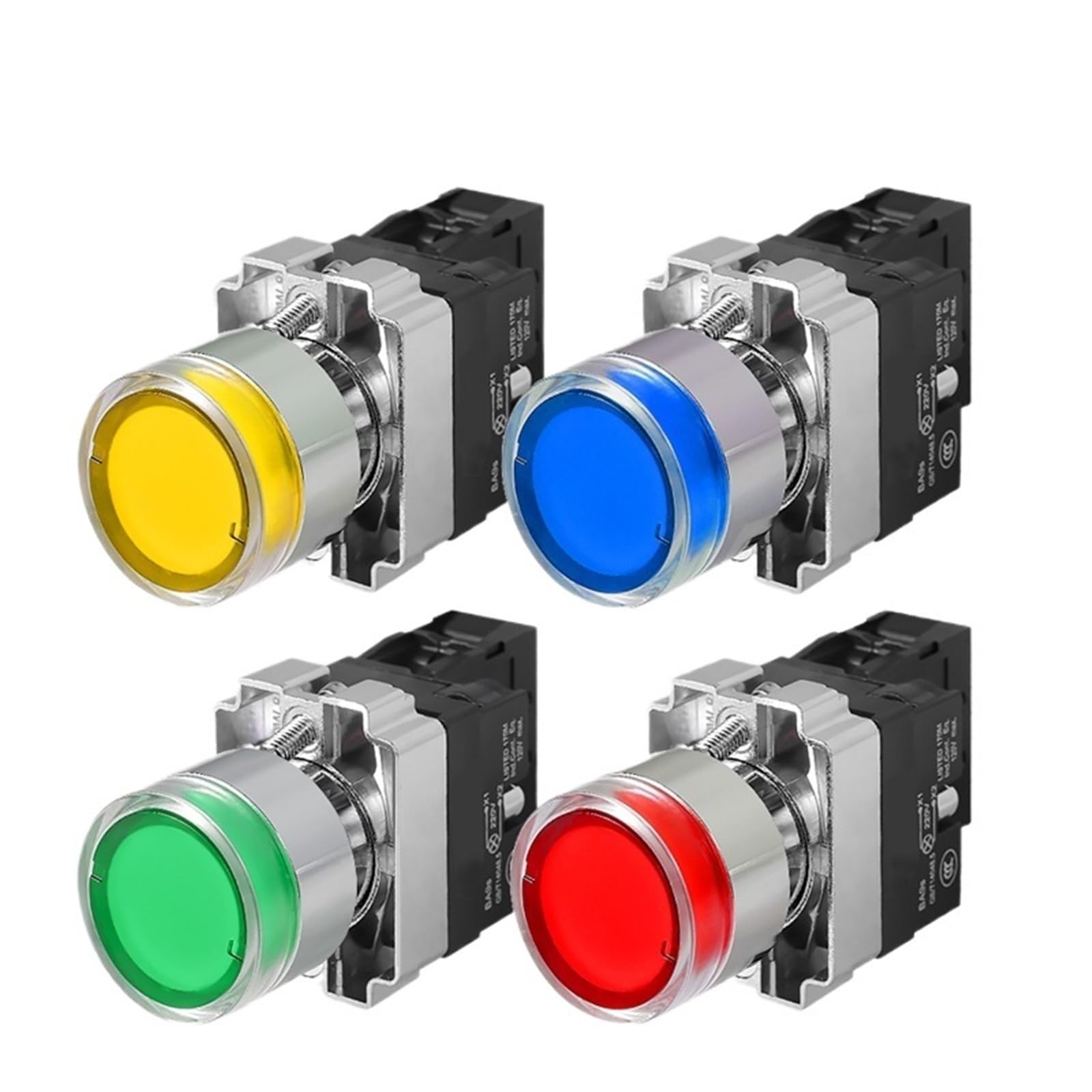 Interrupteur à bouton-poussoir XB2 10A 22MM(Blue LED,220V,Self-locking)