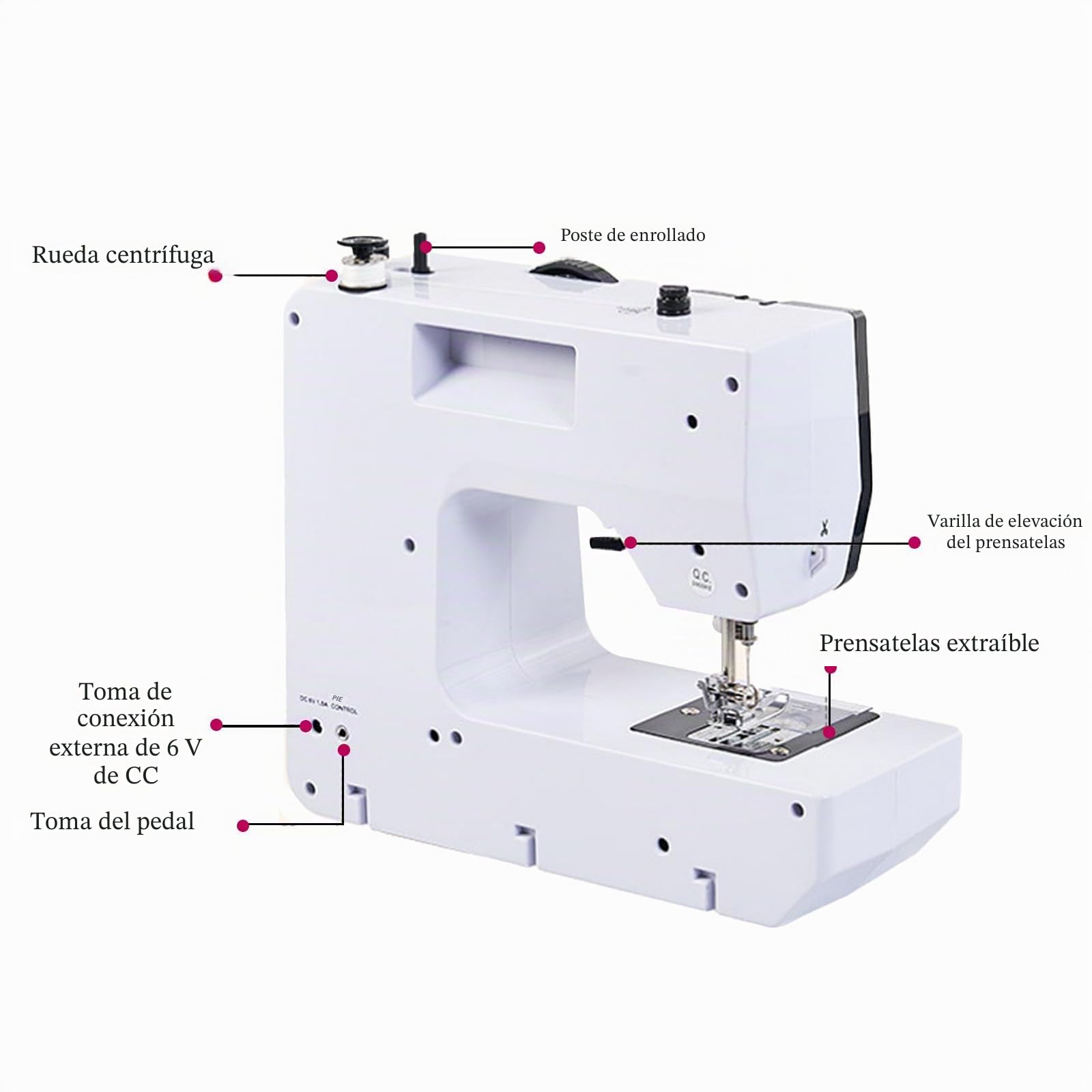 Máquina de Coser Electrónica, Mini Máquina de Coser con Kit de Costura, Máquina de Coser con Amplia Mesa de Costura, Máquina de Coser Eléctrica Portátil con 38 Puntos de Costura