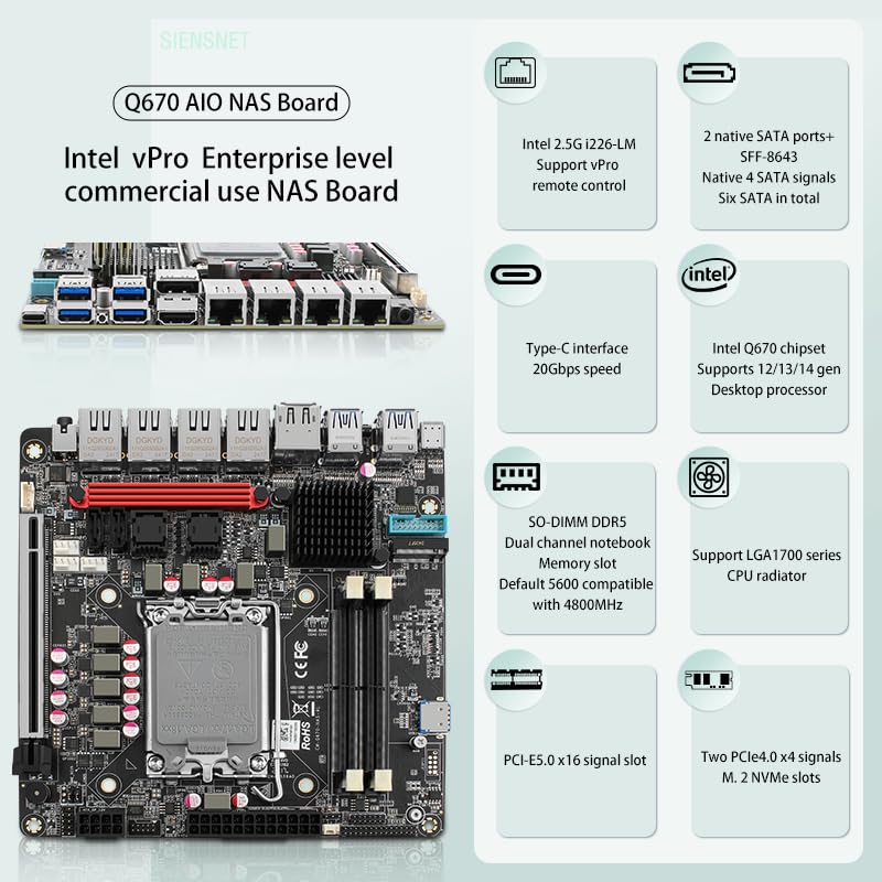 Amazon.com: Q670 6-Bay Mini ITX NAS Motherboard for 12/13/14