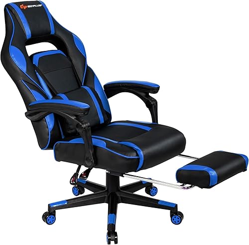POWERSTONE Silla de masaje para juegos  Silla ergonómica de respaldo alto para computadora de oficina, sillón reclinable con reposapiés, soporte