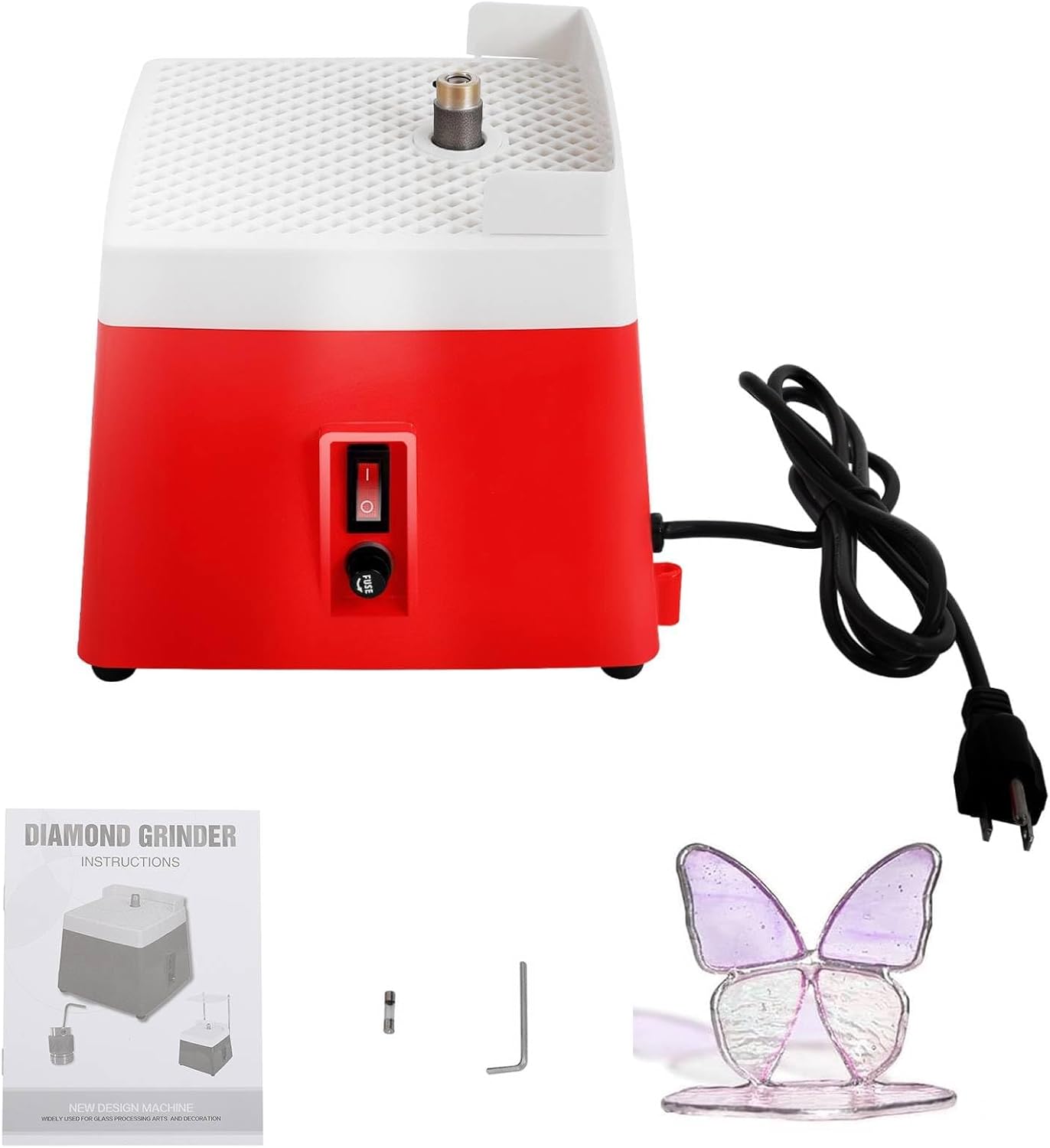 Stained Glass Grinder for DIY, 4200RPM Electric Mini Grinder High Efficiency Glass Ceramic Grinding Machine, Smooth Edges,for Polishing Glass, Ceramics, Jade, Stone and Other Hard Materials