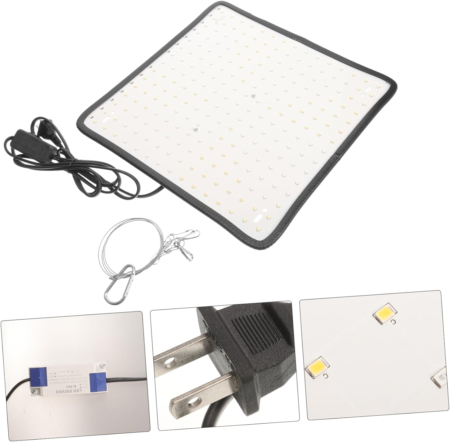 Toyvian 1set Plant Growth Lamp Hanging Chain Grow Light for Indoor Plants Ultra-Thin Panel Compatible for Greenhouse