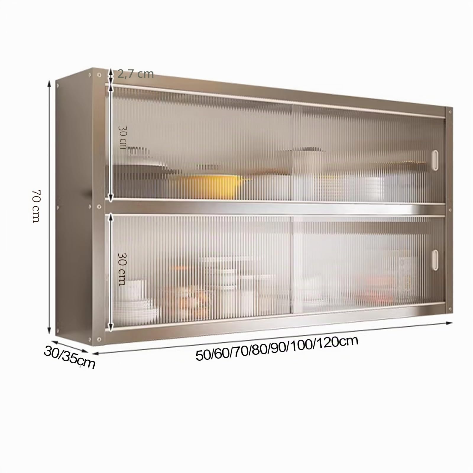 Pensili Cucina Sospesi con Ante Scorrevoli Trasparenti Realizzato