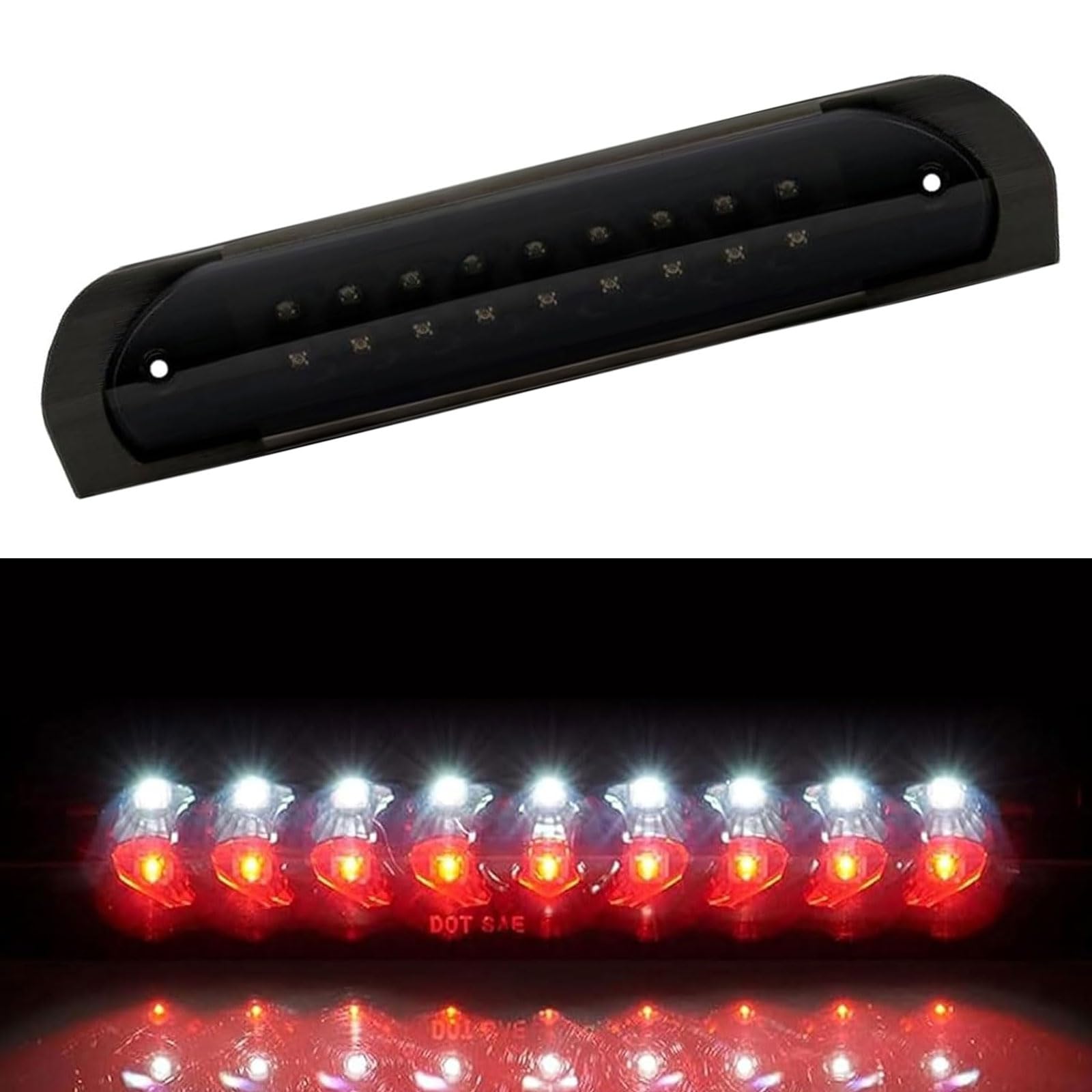 Third 3rd Brake Light, LED High Mount Stop Light Replacement for 2002 2003 2004 2005 2006 2007 2008 Dodge Ram 1500, 2003-2009 Dodge Ram 2500 3500, Rear Center Cab Roof Tail Cargo Lamp