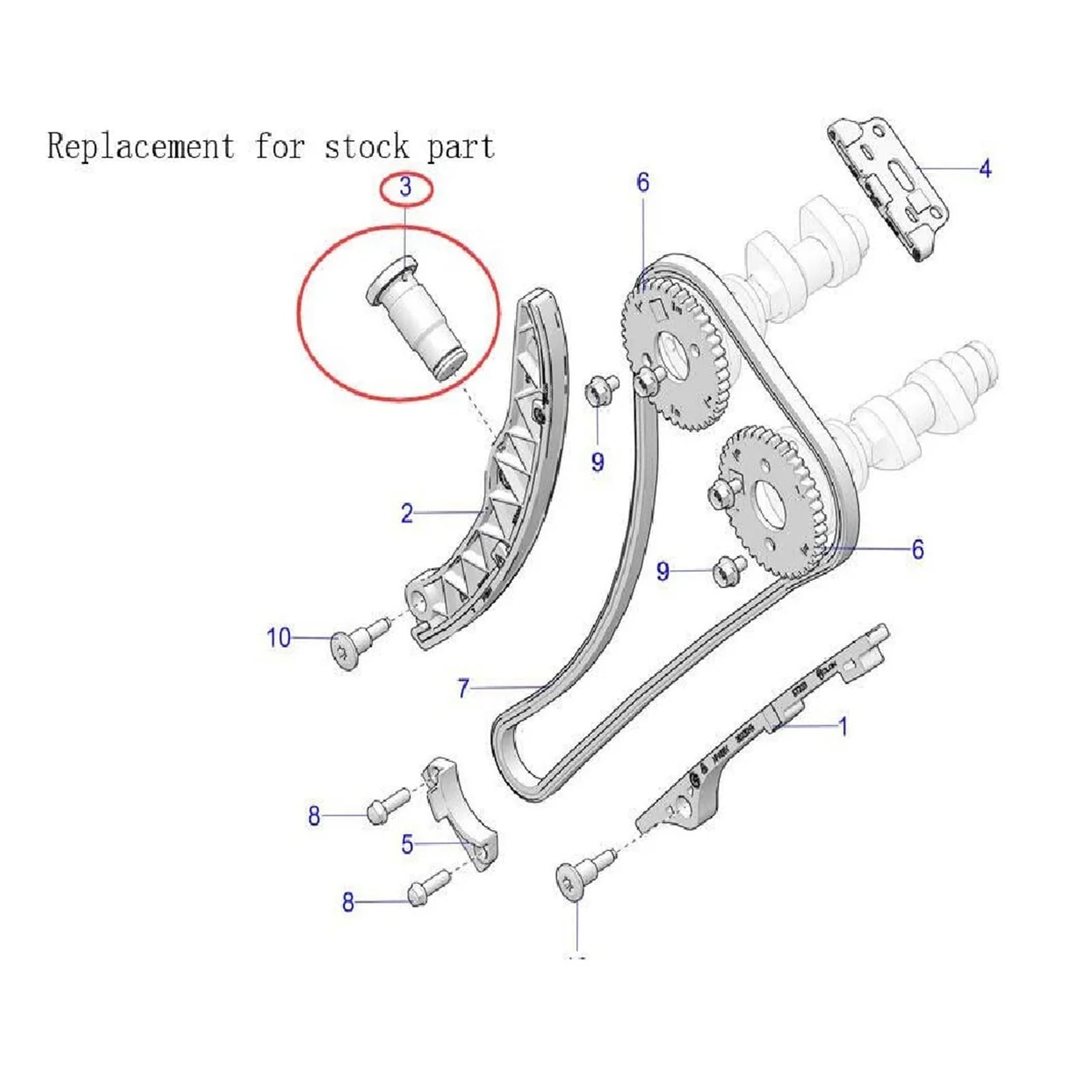 Manueller Steuerkettenspanner for RZR900 4 XP Ranger 900 Crew 2011–2016, RZR1000 XP 4 1000 2014–2018(Silver)