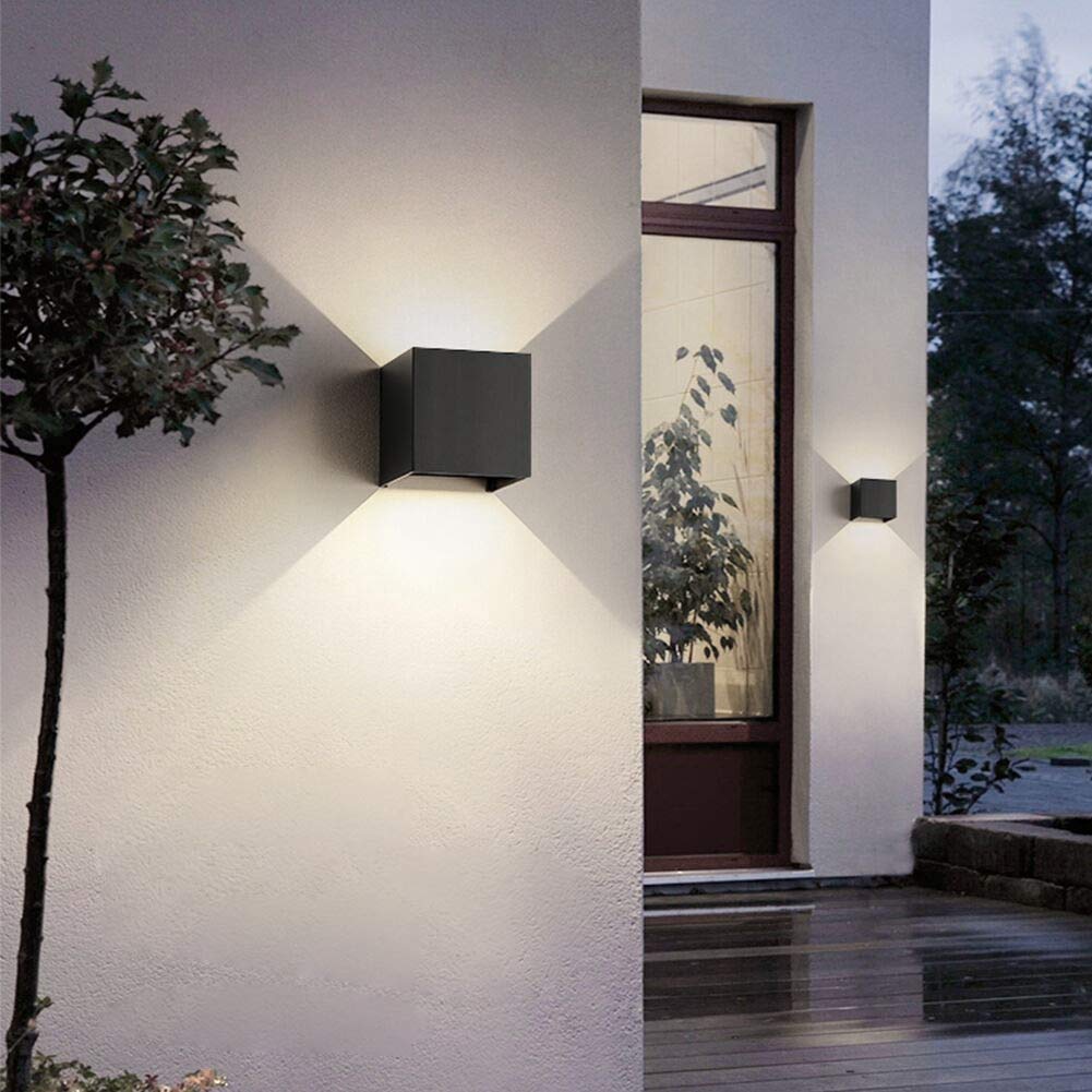 Klighten 2PCS Applique Murale Interieur/Exterieur 9W LED Appliques Murales LED Blanc Naturel 4000K Lampe Murale pour le salon chambre Hall Escalier Pathway (Noir 9W)