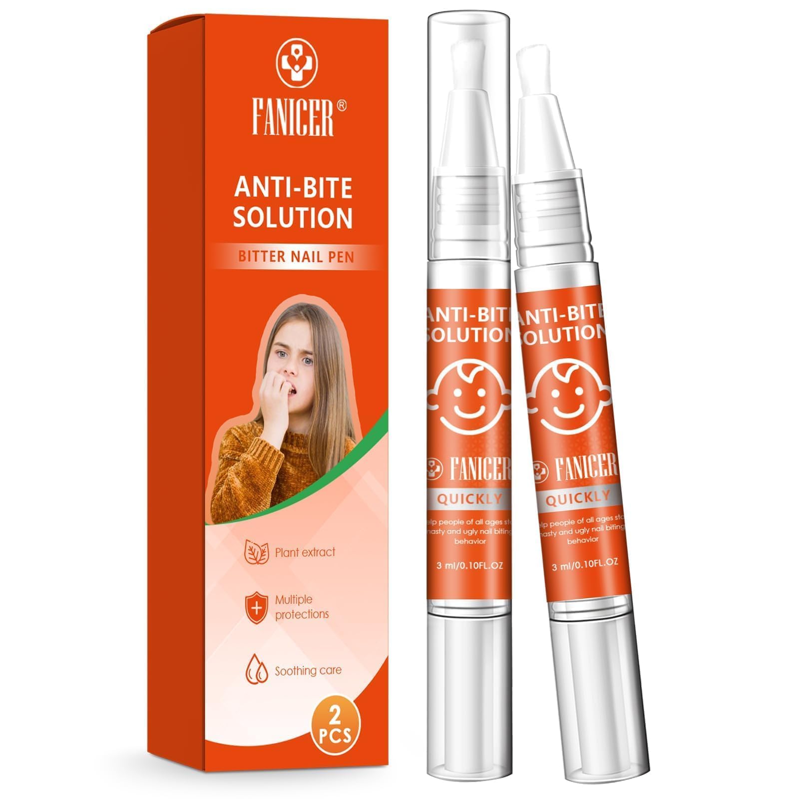 2 Stylos Amers pour Enfants et Adultes, Stylo contre la mastication des ongles, Stylo Anti-Rongement d'Ongles, Stop à l'Onychophagie et Succion de Pouce, Facile à Appliquer, Effet Durable