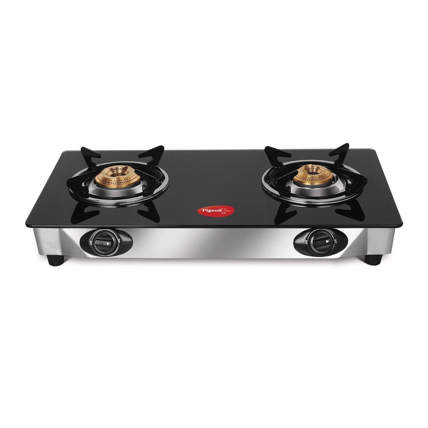 Pigeon by Stovekraft Stainless Steel Ayush Glasstop 2 Burner Gas Stove (Black) Open