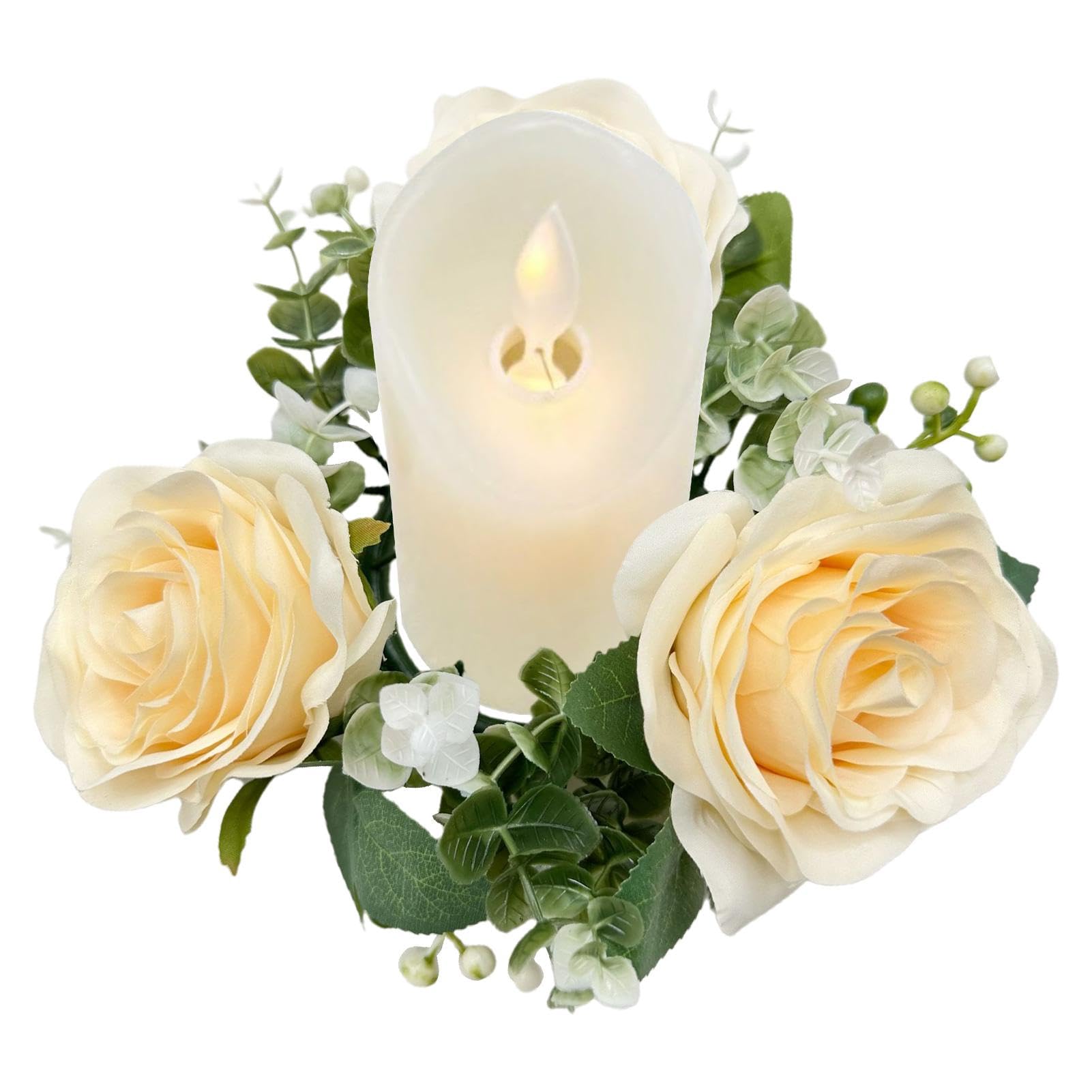 Abaodam 5pezzi Anello Di Candela Fiori Artificiali Rosa Ghirlanda Decorativa Per Tavolo Da Matrimonio e Festività Accessorio Chic Per Eventi e Addobbi Domestici