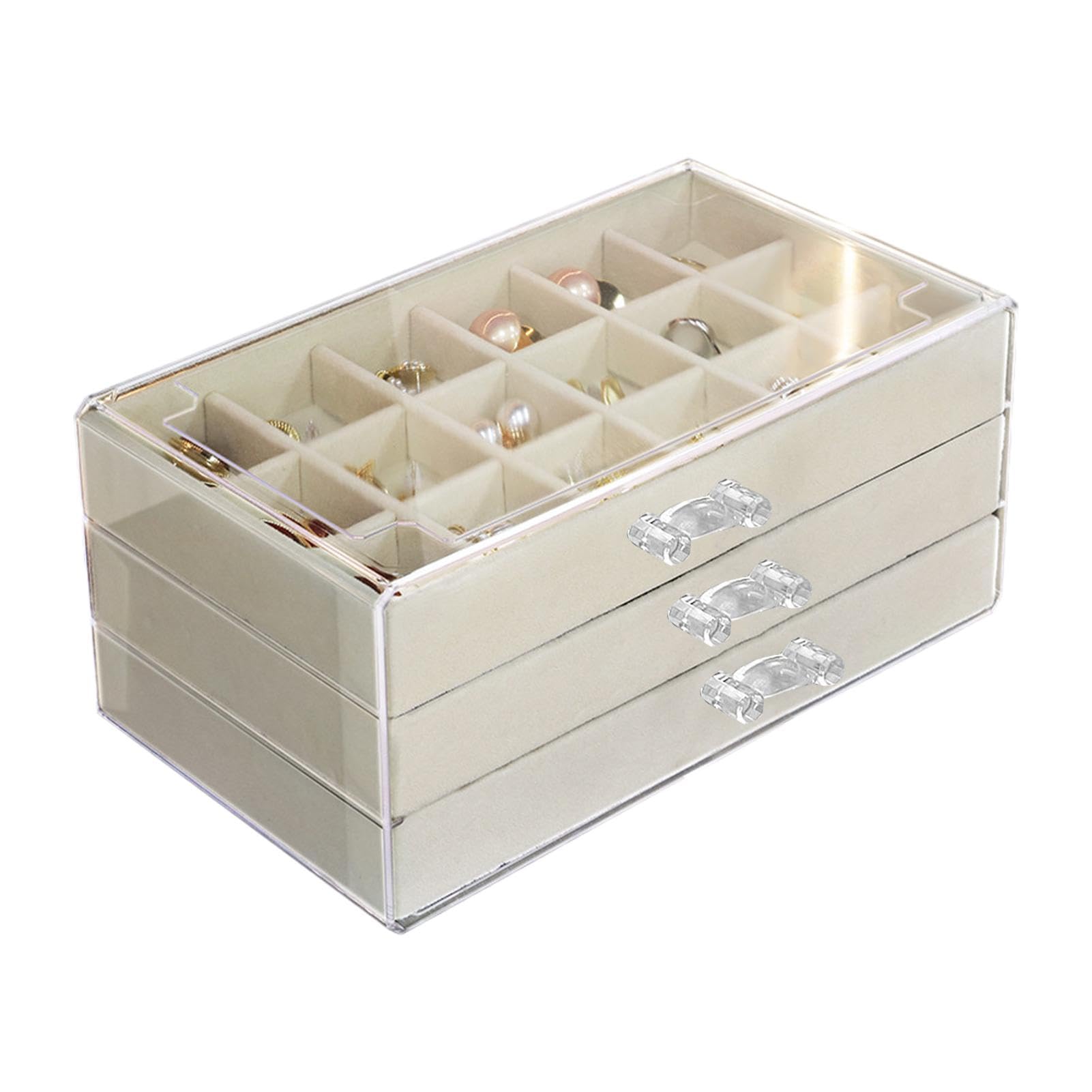 Boîte de collection en pierre transparente acrylique avec vitrine fossile 54 compartiments