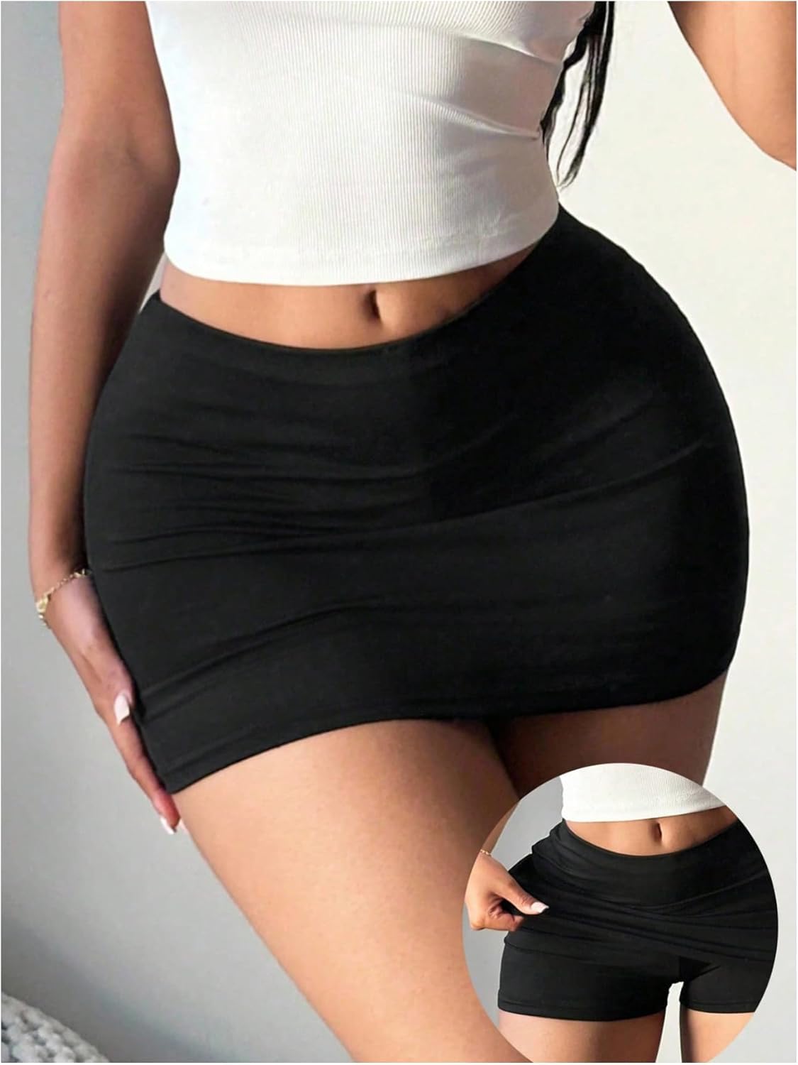 Milumia Women's Low Waist Pencil Bodycon Mini Micro Skirt with Shorts Sexy Y2K Going Out Skort - Image 4
