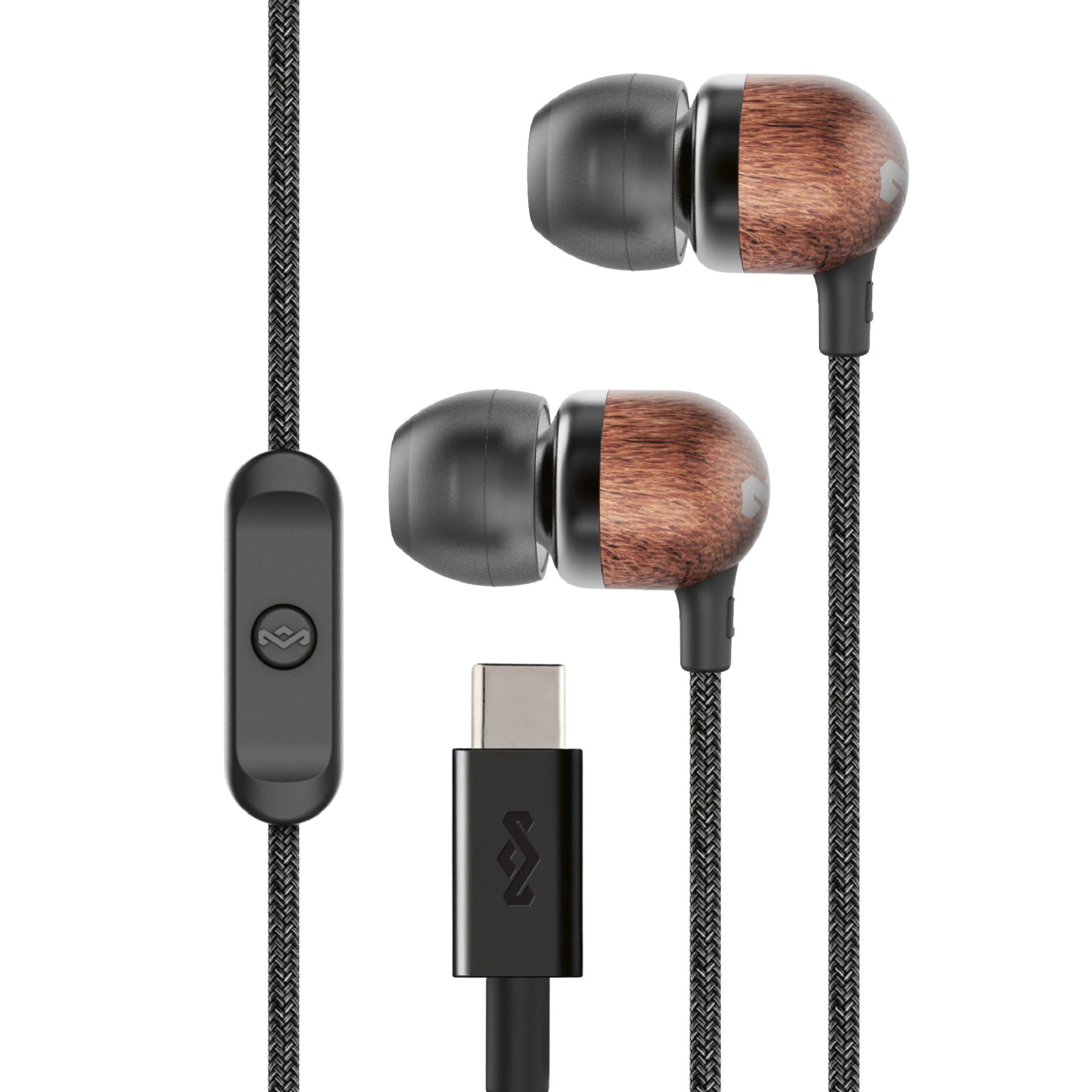House of Marley Smile Jamaica Wired USB-C Earphones with 9.2mm Driver, Sustainably Crafted, Tangle-Resistant Cable, in Ear Headphones with in-Line