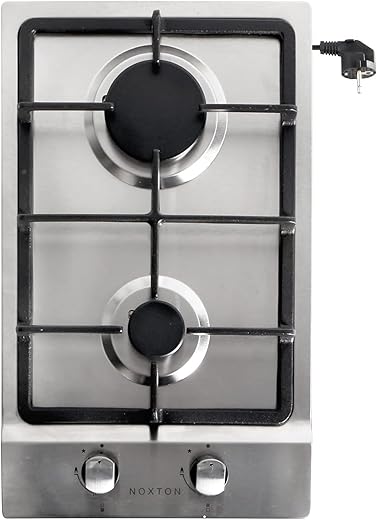 Noxton Piano cottura a gas 2 fuochi, piano cottura a gas in...