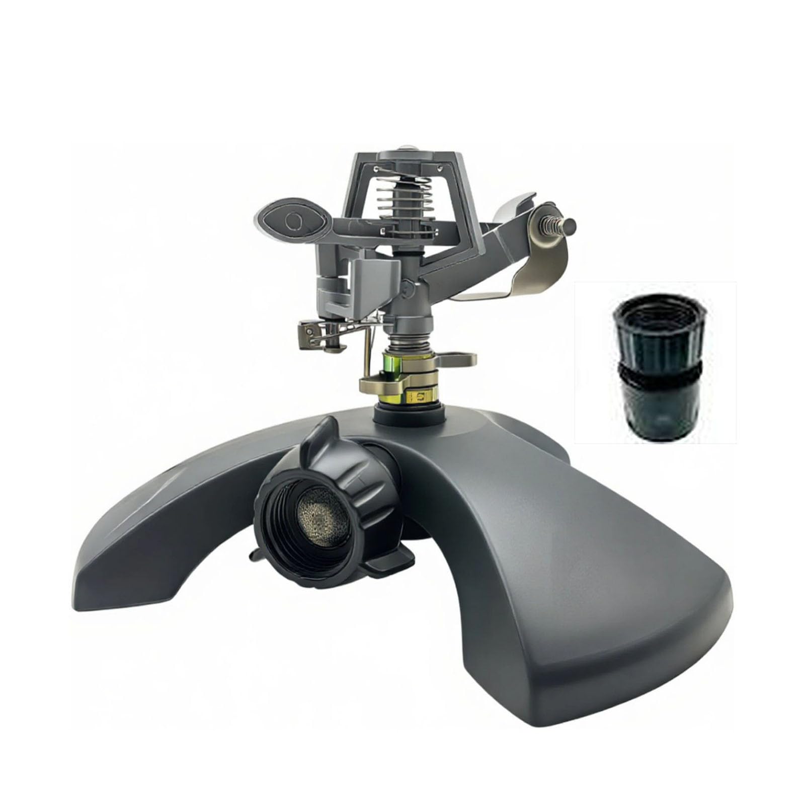 Ekoama Heavy Duty 360 Degree Rotating Garden Sprinkler With Alloy Metal Nozzle And Weighted ABS Base For Large Area Irrigation