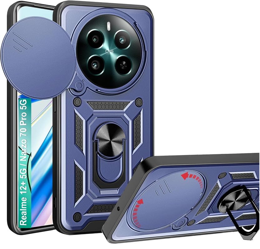 SkyTree Narzo 70 Pro 5G, Robotic Sliding Camera Window Shock Proof Thunder Case, Dual Layer Hybrid Armor Back Cover Case with Kickstand for Narzo 70 Pro 5G - Blue (B0D31RG3SQ) Amazon Price History, Amazon Price Tracker