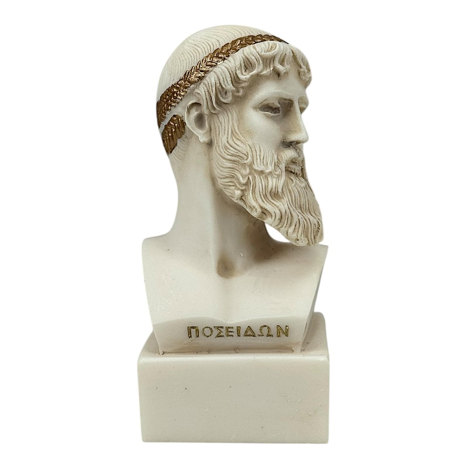 Poseidon Popiersie – grecki rzymski bóg morza, ręcznie robiona odlewana szara rzeźba alabastrowa, mała 12,9 cm