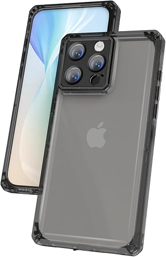 Translucent Hard Case for iPhone 15 Pro Max 6.7", Rugged Military Full Body Protection Clear Case with Screen and Camera Lens Protector, Heavy Duty Shockproof Protective Cover